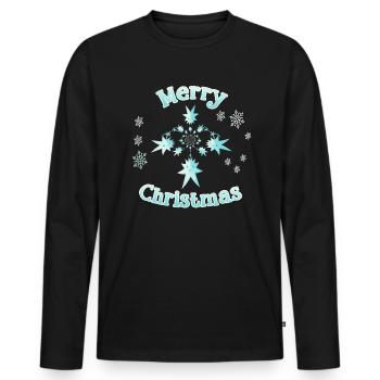 Poinsettia Star Merry Christmas - Men's Premium Organic Long Sleeve Shirt - black - Front - Nico (187cm)