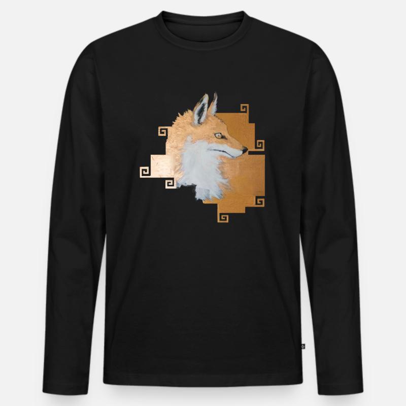 Fuchs Fox Fuchsornament Geschenk - Männer Premium Bio Langarmshirt - Schwarz