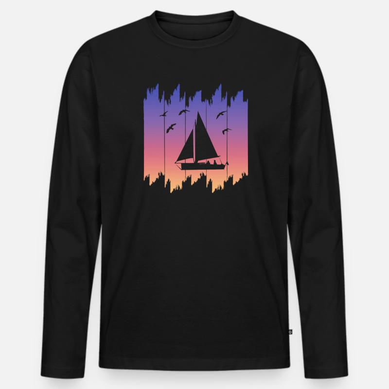 Seglen Segler Segelschiff - Männer Premium Bio Langarmshirt - Schwarz