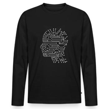 Nerd de la technologie - T-shirt manches longues Premium bio Homme - noir - Devant - Nico (187cm)