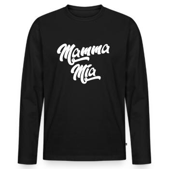 MOM MIA - Men's Premium Organic Long Sleeve Shirt - black - Front - Nico (187cm)