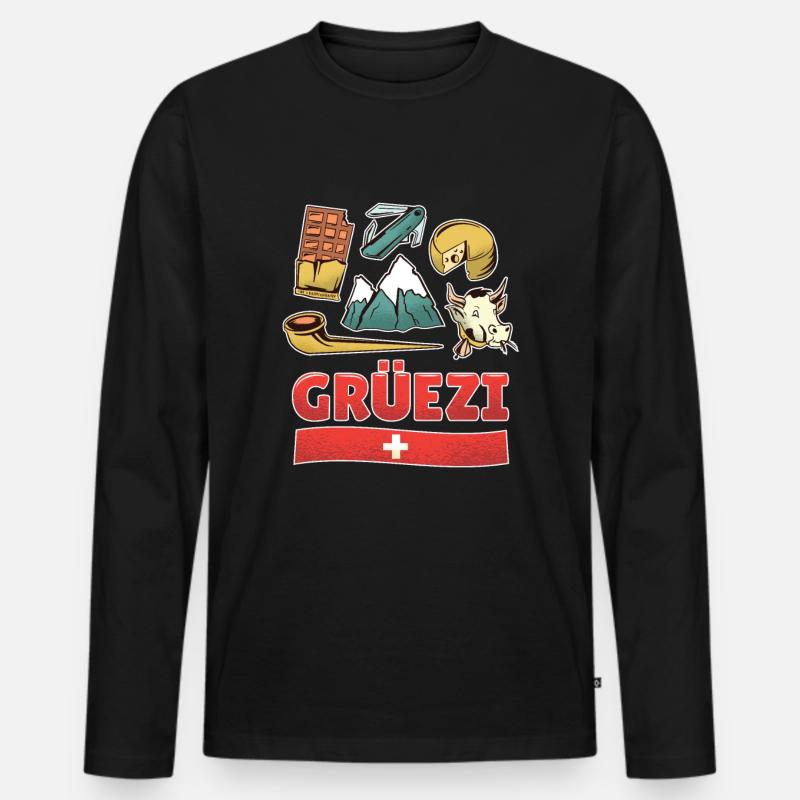 grueezi schweiz - Männer Premium Bio Langarmshirt - Schwarz