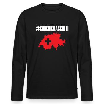 Schweiz Flagge - Männer Premium Bio Langarmshirt - Schwarz - Vorne - Nico (187cm)