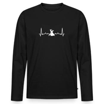 EKG HERZSCHLAG TANZEN schwarz - Männer Premium Bio Langarmshirt - Schwarz - Vorne - Nico (187cm)