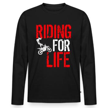 Riding Buddies for life - Männer Premium Bio Langarmshirt - Schwarz - Vorne - Nico (187cm)