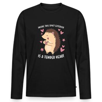 Inside This Spiky Exterior Is A Tender Heart - Men's Premium Organic Long Sleeve Shirt - black - Front - Nico (187cm)