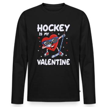 Le hockey est mon cœur de dabbing de la Saint-Valentin La Saint-Valentin - T-shirt manches longues Premium bio Homme - noir - Devant - Nico (187cm)