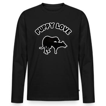 Puppy Love Black Grunge - T-shirt manches longues Premium bio Homme - noir - Devant - Nico (187cm)