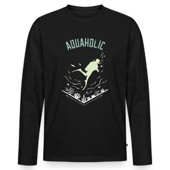 Aquaholic Shirt · Taucher Sport · Wasser Geschenk - Männer Premium Bio Langarmshirt - Schwarz - Vorne - Nico (187cm)