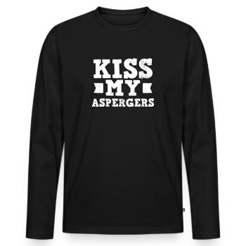 Asperger-Kuss mein Aspergers Geschenk - Männer Premium Bio Langarmshirt - Schwarz - Vorne - Nico (187cm)