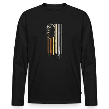 Gay Daddy Pride Bear - Drapeau américain patriotique - T-shirt manches longues Premium bio Homme - noir - Devant - Nico (187cm)