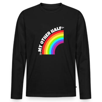 Couple gay mon autre demi-cadeau - T-shirt manches longues Premium bio Homme - noir - Devant - Nico (187cm)