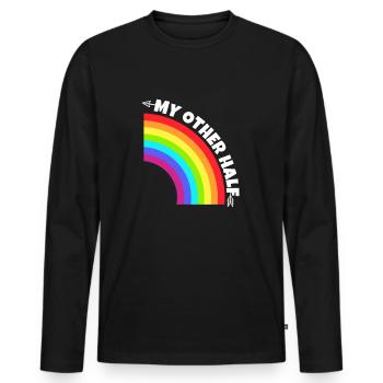 Couple gay mon autre demi-cadeau - T-shirt manches longues Premium bio Homme - noir - Devant - Nico (187cm)