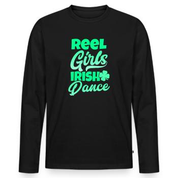 Irish Dance Reel Girls Irish Dance Gift - Men's Premium Organic Long Sleeve Shirt - black - Front - Nico (187cm)