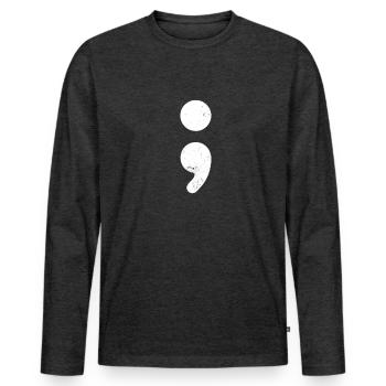 Prévention du suicide, sensibilisation à la dépression - T-shirt manches longues Premium bio Homme - anthracite chiné - Devant - Nico (187cm)