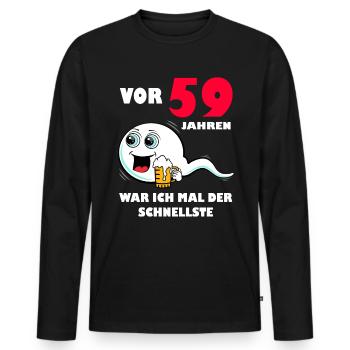 59. Geburtstag lustig 59.Ehrentag 59. Jubiläum - Männer Premium Bio Langarmshirt - Schwarz - Vorne - Nico (187cm)