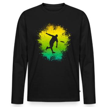 Disc Golf Disc Golf Player rétro Disc Golfer Motif - T-shirt manches longues Premium bio Homme - noir - Devant - Nico (187cm)