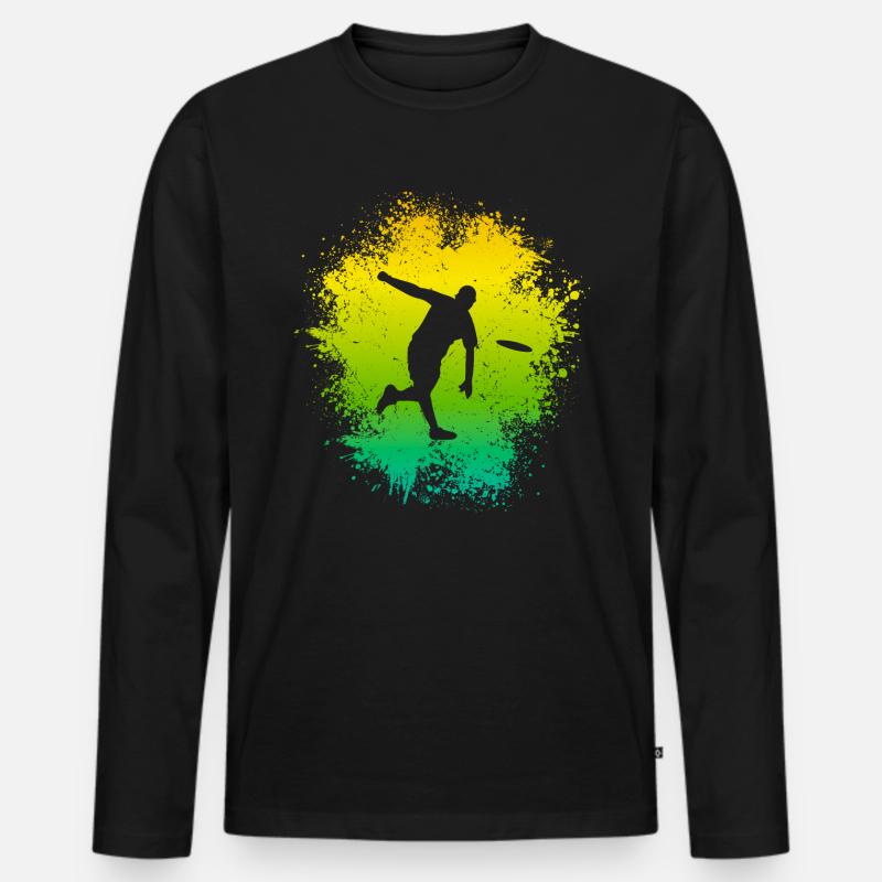 Disc Golf Discgolf Spieler retro Discgolfer Motiv - Männer Premium Bio Langarmshirt - Schwarz