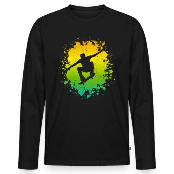Skaten Skateboarding Skateboard Tricks Skater - Männer Premium Bio Langarmshirt - Schwarz - Vorne - Nico (187cm)
