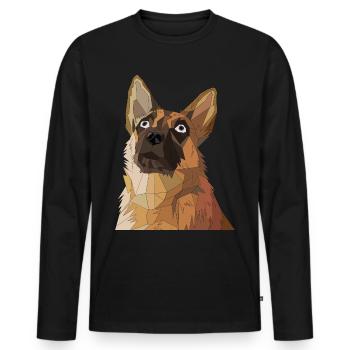 Geometric German Shepherd Dog Art - Men's Premium Organic Long Sleeve Shirt - black - Front - Nico (187cm)