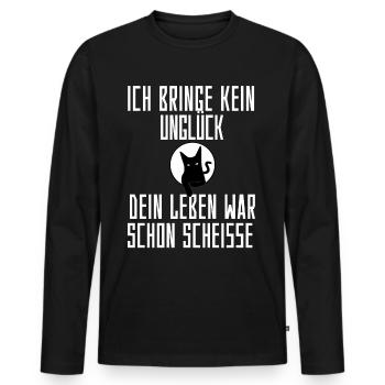 Ich bringe kein Unglück Shirts - Männer Premium Bio Langarmshirt - Schwarz - Vorne - Nico (187cm)