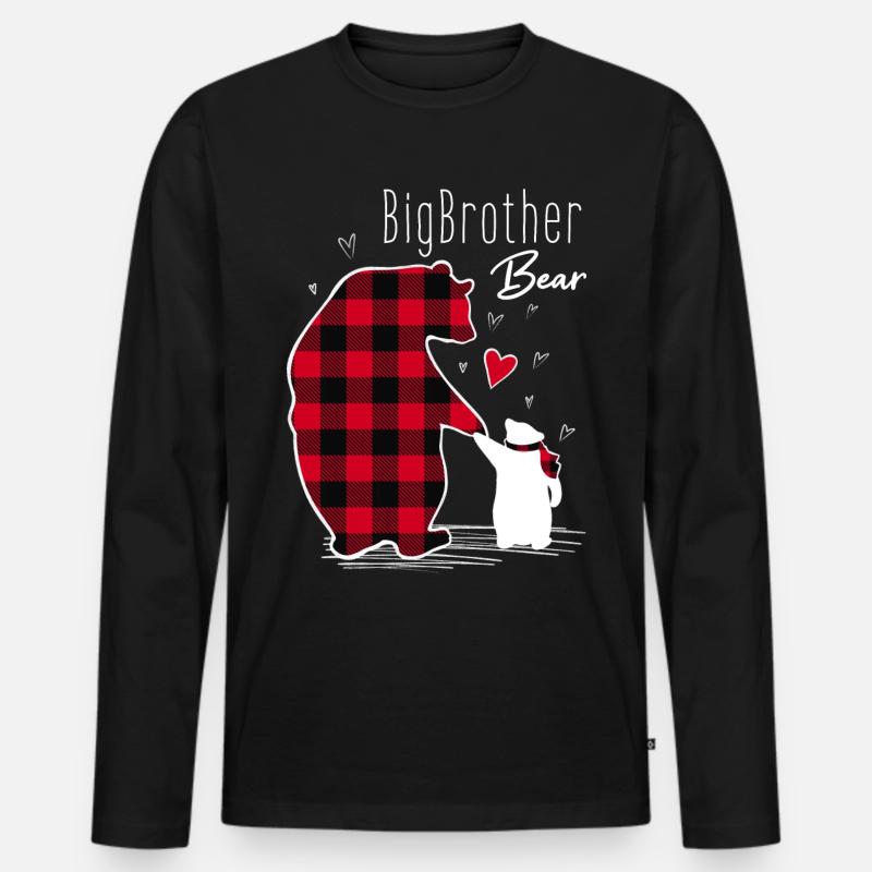 Big Brother Bear - Männer Premium Bio Langarmshirt - Schwarz