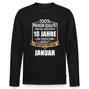 18e anniversaire janvier Vintage 2006 idée cadeau - T-shirt manches longues Premium bio Homme - noir - Devant - Nico (187cm)