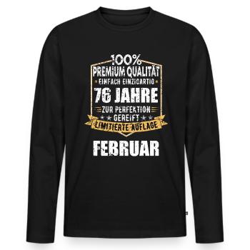 76e anniversaire février Vintage 1948 idée cadeau - T-shirt manches longues Premium bio Homme - noir - Devant - Nico (187cm)