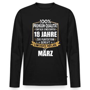 18e anniversaire mars Vintage 2006 idée cadeau - T-shirt manches longues Premium bio Homme - noir - Devant - Nico (187cm)