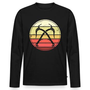 Eisklettern Retro Eispickel Eiskletterer - Männer Premium Bio Langarmshirt - Schwarz - Vorne - Nico (187cm)