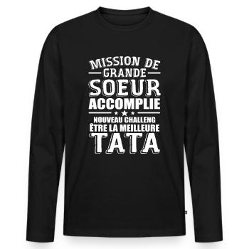Mission De Grande Soeur Accomplie Nouveau Challeng - T-shirt manches longues Premium bio Homme - noir - Devant - Nico (187cm)