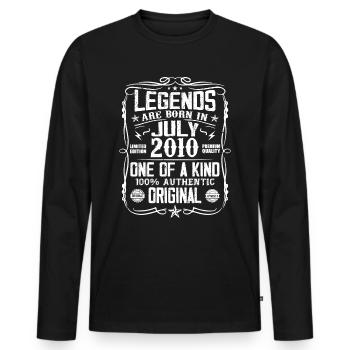 Né en Juillet 2010 Anniversaire 2010 Juillet 2010 - T-shirt manches longues Premium bio Homme - noir - Devant - Nico (187cm)