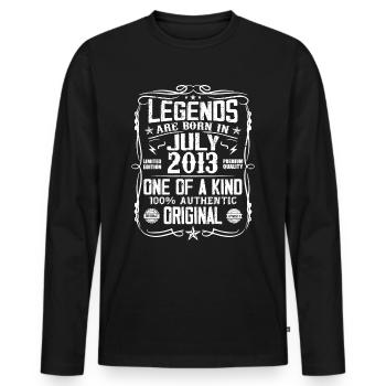 Né en Juillet 2013 Anniversaire 2013 Juillet 2013 - T-shirt manches longues Premium bio Homme - noir - Devant - Nico (187cm)
