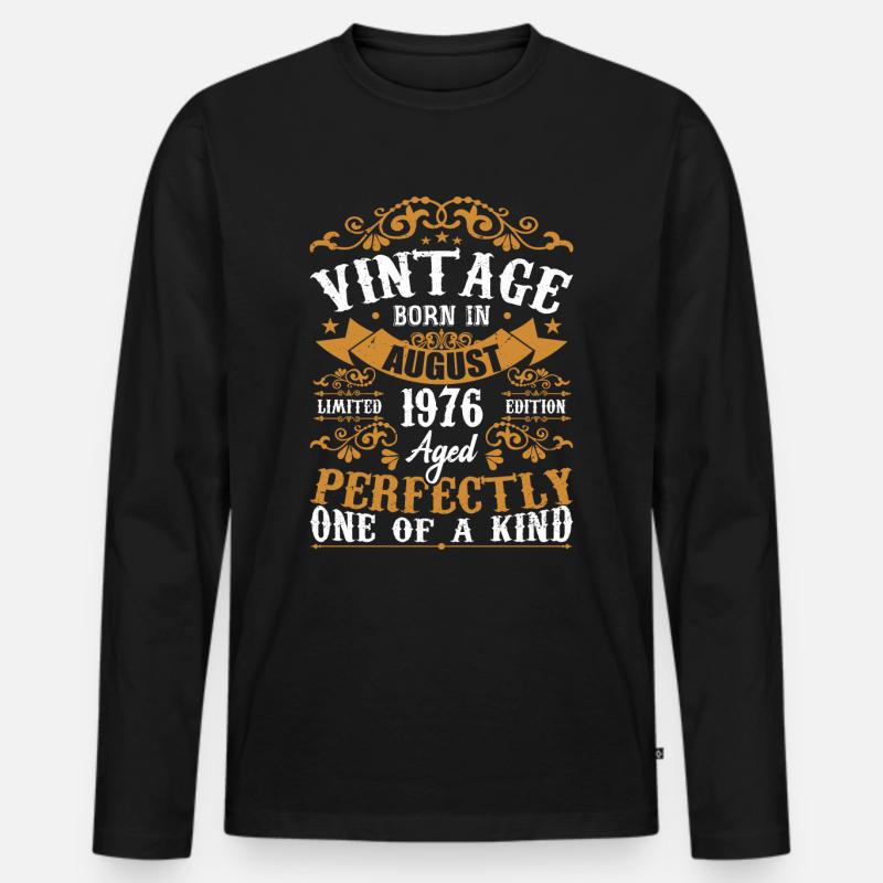 Geburtstag August 1976 - Genial seit August 1976 - Männer Premium Bio Langarmshirt - Schwarz