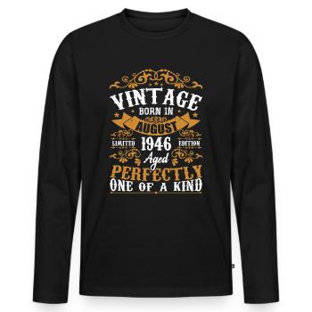 Anniversaire Août 1946 - Génial Depuis Août 1946 - T-shirt manches longues Premium bio Homme - noir - Devant - Nico (187cm)