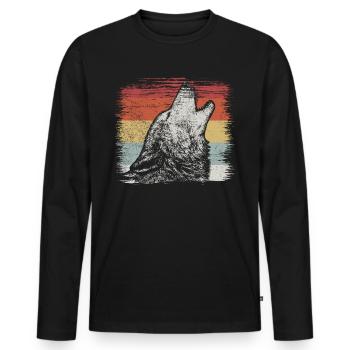 wolf - Men's Premium Organic Long Sleeve Shirt - black - Front - Nico (187cm)