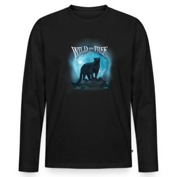 Wild and free panther - Männer Premium Bio Langarmshirt - Schwarz - Vorne - Nico (187cm)