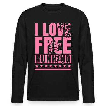 J’adore Parkour Libre Courir Parkourläuferin Spor - T-shirt manches longues Premium bio Homme - noir - Devant - Nico (187cm)