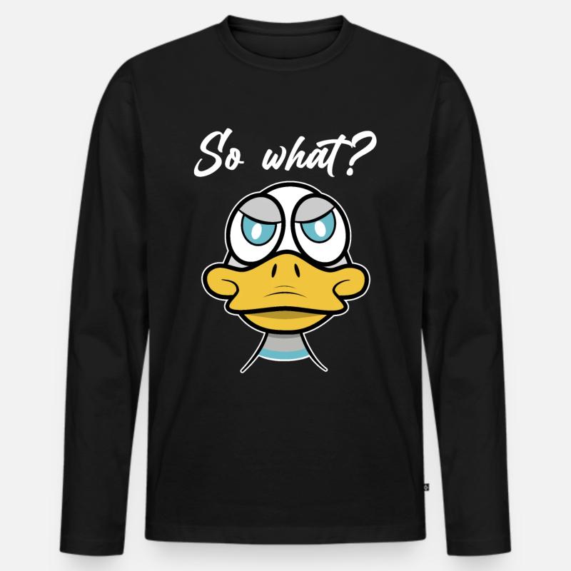 So what? mit Enten-Comic - Männer Premium Bio Langarmshirt - Schwarz