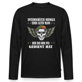 NVA Veteran DDR - Männer Premium Bio Langarmshirt - Schwarz - Vorne - Nico (187cm)
