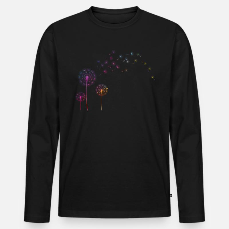 Pusteblume Farb Splash - Männer Premium Bio Langarmshirt - Schwarz