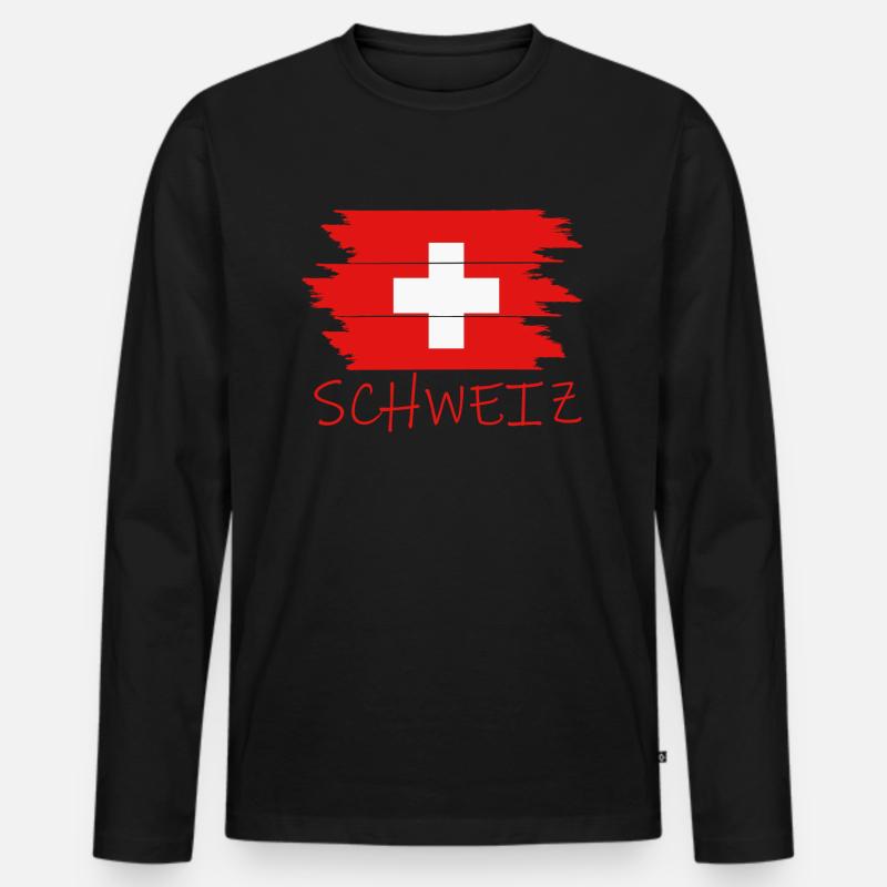 Schweiz - Männer Premium Bio Langarmshirt - Schwarz
