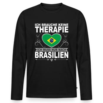 Ich muss nach Brasilien Geschenk - Männer Premium Bio Langarmshirt - Schwarz - Vorne - Nico (187cm)