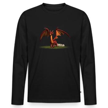 Dragon, dragon maléfique, dragon fantasy - Dino - T-shirt manches longues Premium bio Homme - noir - Devant - Nico (187cm)