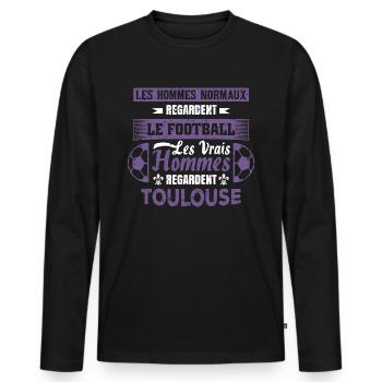 les vrais hommes regardent toulouse fans club foot - T-shirt manches longues Premium bio Homme - noir - Devant - Nico (187cm)