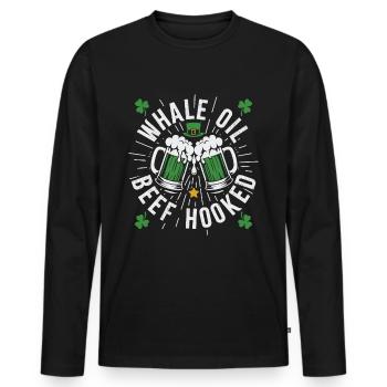 Walöl Rindfleisch Hooked - Männer Premium Bio Langarmshirt - Schwarz - Vorne - Nico (187cm)