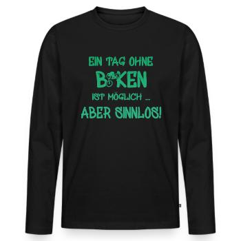 biken spruch biker - Männer Premium Bio Langarmshirt - Schwarz - Vorne - Nico (187cm)