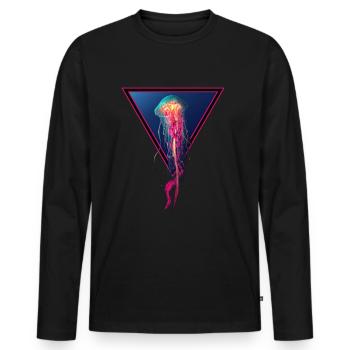 Méduse / Méduse - T-shirt manches longues Premium bio Homme - noir - Devant - Nico (187cm)