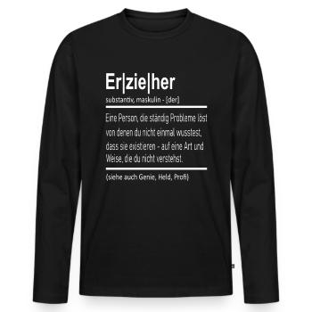 Erzieher Erziehung - Männer Premium Bio Langarmshirt - Schwarz - Vorne - Nico (187cm)