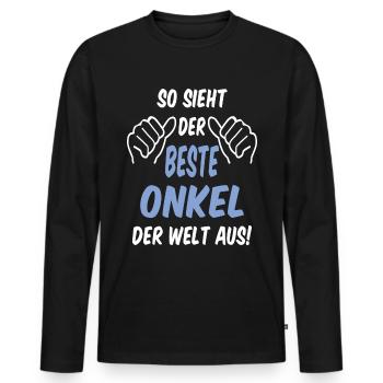 bester Onkel der Welt Pate Patenonkel - Männer Premium Bio Langarmshirt - Schwarz - Vorne - Nico (187cm)